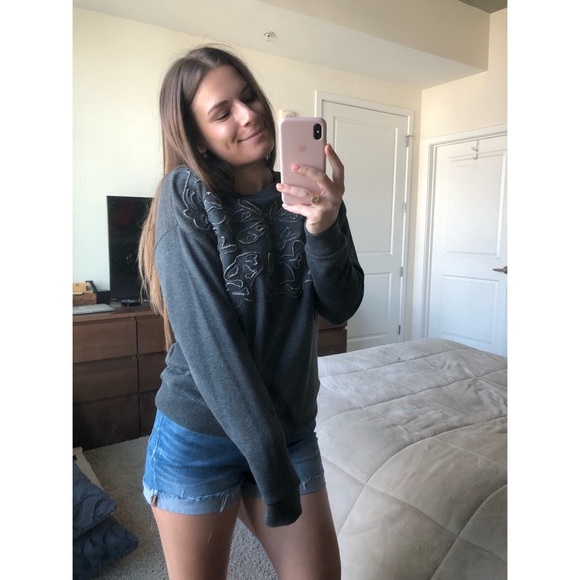 Banana Republic Gray Embroidered Sweatshirt - Picture 2 of 4